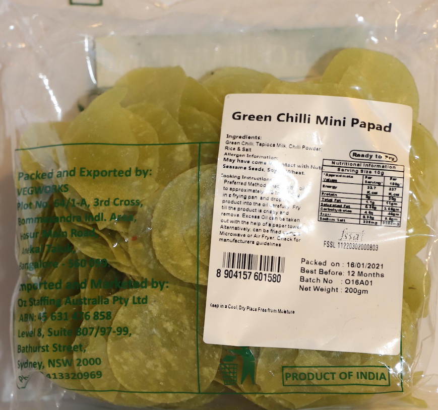 Green Chilli Mini Papad | Spicy and Crunchy Snack Delight | Karla | Saviruchi Foods - Image 2
