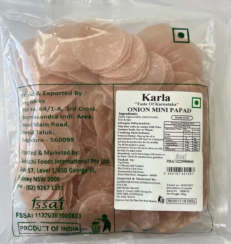 Onion Mini Papad | Crunchy and Flavorful Snack | Karla | Saviruchi Foods - Image 2