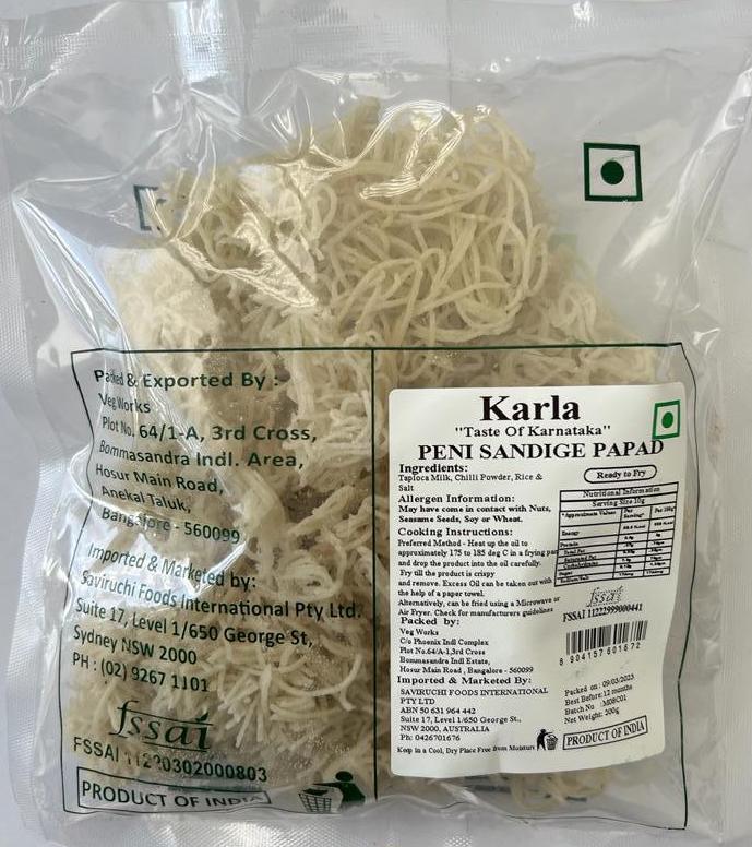 Peni Sandige Papad | Crispy and Delicate Indian Fritters | Karla | Saviruchi Foods - Image 2