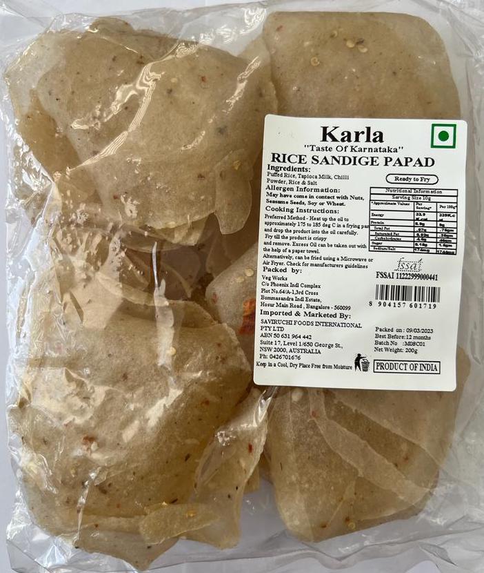 Rice Sandige Papad | Traditional Rice-based Crackers | Karla | Saviruchi Foods - Image 2